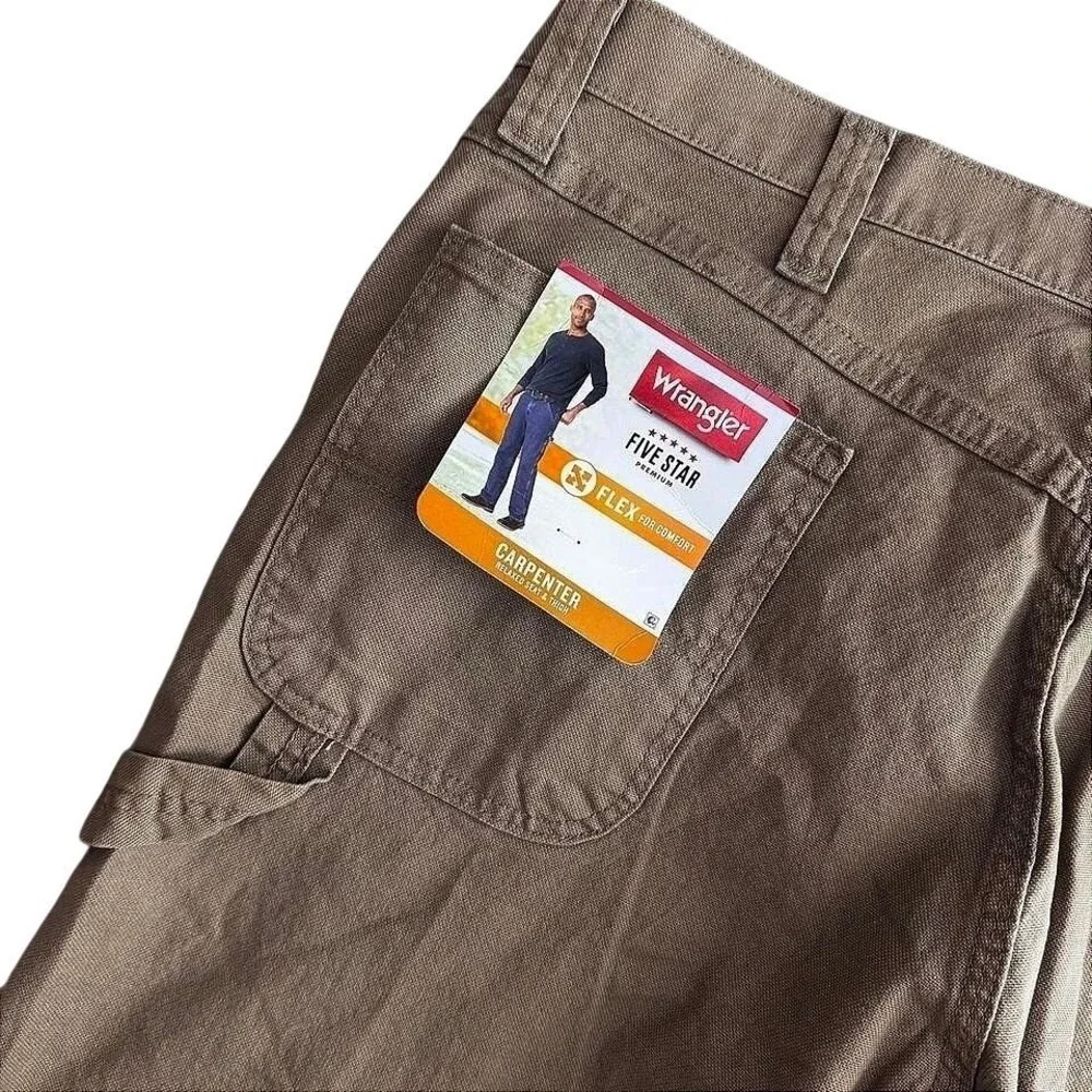 Wrangler Five Star Premium Mens Carpenter Flex Pants Brown 36x30 1094LXWCK NEW